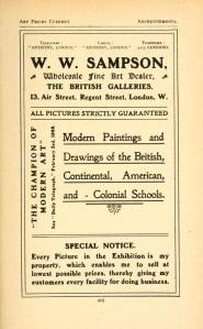 Sampson advert, 'Champion of British Art' 1912-13